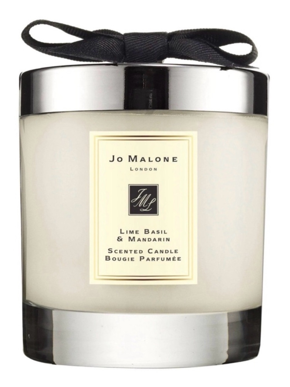 Jo Malone Scented Candle with Silver Lid and Black Ribbon - White